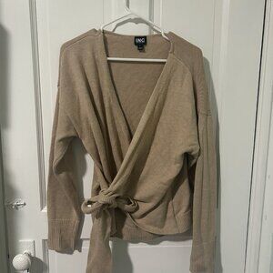 Large Tan INC Wrap Long Sleeved Top